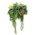 Silver Framed Roof Hanging Disc With Tropical Foliage Mix and Draping Stems 60cm UV Resistant