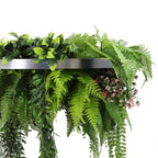 Silver Framed Roof Hanging Disc with Draping Life-Like Plants UV Resistant 60cm