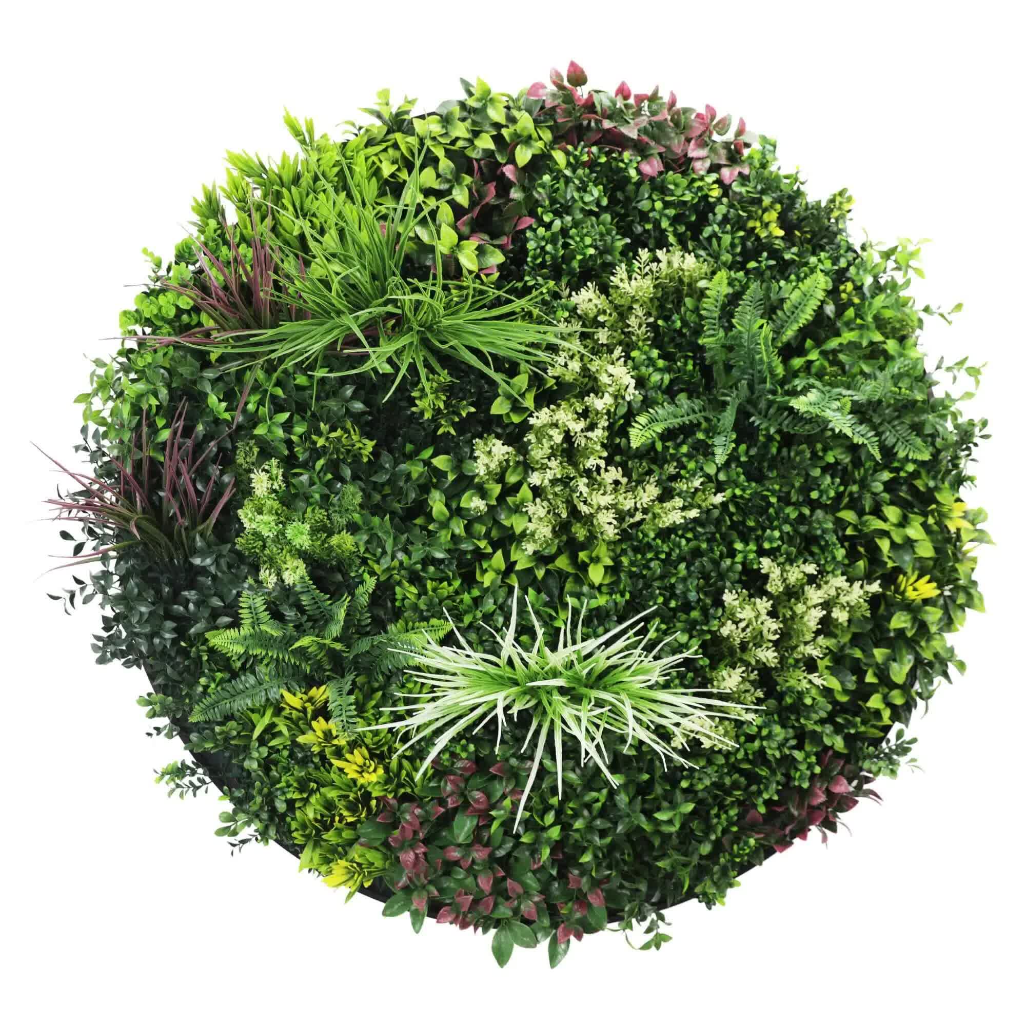 Slimline Artificial Green Wall Disc Art 100cm Colour Fresh UV Resistant (Black)