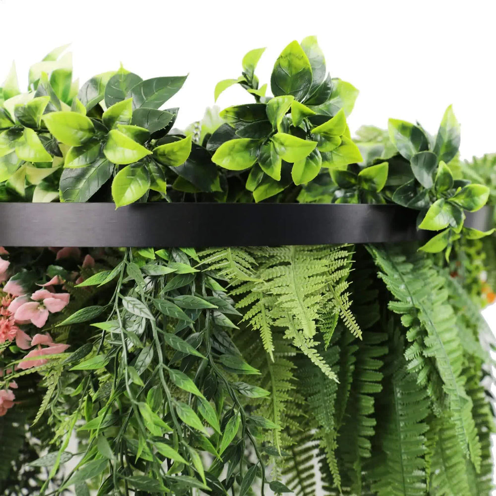 Black Artificial Hanging Green Wall Disc 60cm UV Resistant