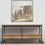 Cows In The Paddock Framed Canvas 80x80cm