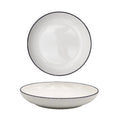 bulk 24 Sorrento Porcelain Embossed Flan Dish w Black Rim 8.5'' 21cm