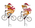 bulk 4 Xmas Metal Dog on Bike w Stake 90cm
