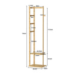 Bamboo Coat Stand Clothes Rack with Garment Shelf, Hanging Rail and Hooks