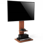 32"-65" Tv Floor Stand Adjustable Corner Tv Mount Bracket With Sturdy Wood Base