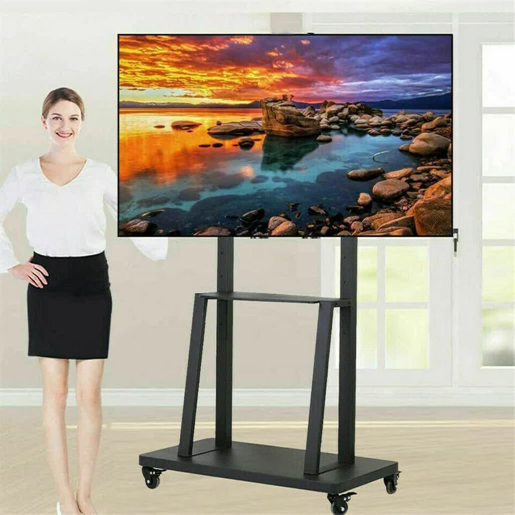 100" Heavy Duty Floor TV Stand TV Cart Trolley Height Adjustable Mount Bracket