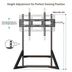 2 Tiers Rustic Wood Shelves Heavy Duty Universal Tv Floor Stand For 32-75 Inches