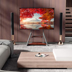 2 Tiers Rustic Wood Shelves Heavy Duty Universal Tv Floor Stand For 32-75 Inches