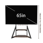 2 Tiers Rustic Wood Shelves Heavy Duty Universal Tv Floor Stand For 32-75 Inches