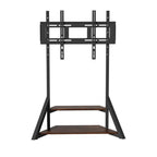 2 Tiers Rustic Wood Shelves Heavy Duty Universal Tv Floor Stand For 32-75 Inches