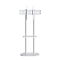 Minimalist Marble Textured Floor Tv Stand 40"-75" Strong Steel Tv Bracket Stable