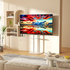 Minimalist Marble Textured Floor Tv Stand 40"-75" Strong Steel Tv Bracket Stable