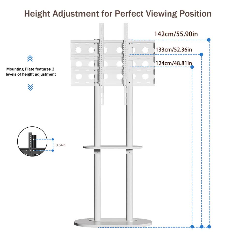 Minimalist Marble Textured Floor Tv Stand 40"-75" Strong Steel Tv Bracket Stable