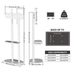 Minimalist Marble Textured Floor Tv Stand 40"-75" Strong Steel Tv Bracket Stable