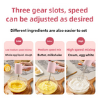 Pink Portable Electric Egg Beater with 3-Speed Adjustment, Dual Whisks, and Type-C Charging