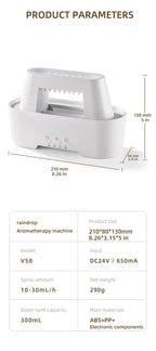 White 300ml Ultrasonic Aroma Diffuser with Cracked Light Design - Cool Mist Humidifier for Home and Office