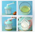Manual Rotary Egg Beater & Cream Whisk 1200ml - Hand Crank Kitchen Mixer for Baking - Durable ABS Material Green