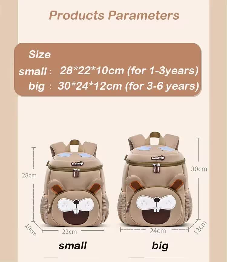 Grey Cat Cute Animal  Kids Backpack - Lightweight Toddler School Bag - Soft 3D Cartoon Daypack for Kindergarten & Childcare- Boys Girls Ages 3-6