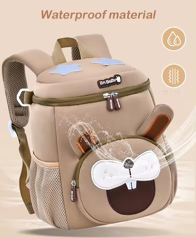 Khaki Rabbit Cute Animal  Kids Backpack - Lightweight Toddler School Bag - Soft 3D Cartoon Daypack for Kindergarten & Childcare- Boys Girls Ages 3-6