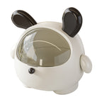 2PCS Black-Eared Cute Puppy Desktop Bin with Lid - Mini Trash Can & Storage Organiser - Kawaii Office Decor for Vanity & Home Office