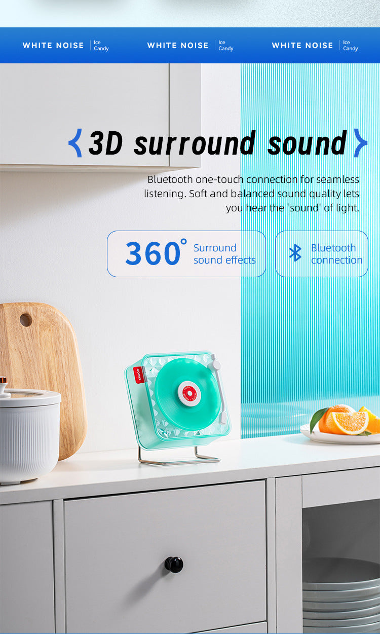 Black Retro Bluetooth Speaker - Transparent Vinyl Design with RGB Light