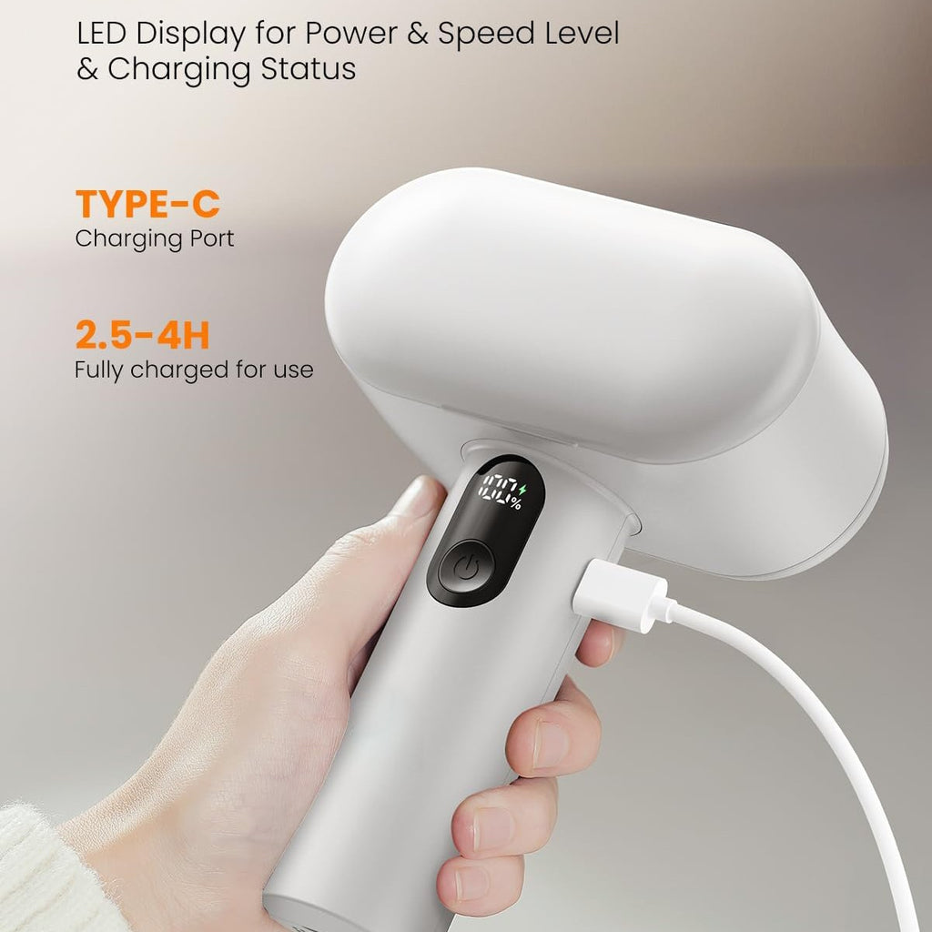 Dual-Head Electric Lint Remover - USB-C Rechargeable, LED Display, 7-Size Honeycomb Mesh(Yellow)