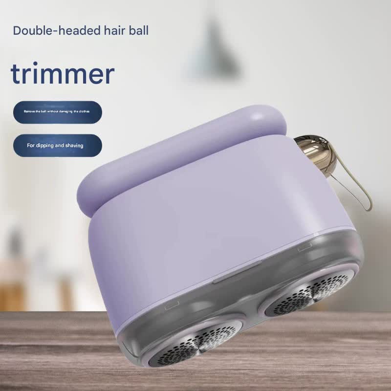 Compact Electric Lint Remover with LED Display & Dual Head - USB Rechargeable(Purple)
