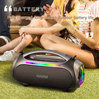 Portable Bluetooth 5.3 Speaker - 60W Powerful Sound, RGB Lights, Multiple Inputs(Blue)