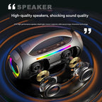 Portable Bluetooth 5.3 Speaker - 60W Powerful Sound, RGB Lights, Multiple Inputs(Blue)
