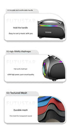 Portable Bluetooth 5.3 Speaker - 60W Powerful Sound, RGB Lights, Multiple Inputs(Blue)