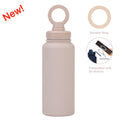 Beige 1L Stainless Steel Water Bottle with Magnetic Phone Holder Lid - Portable Hydration & Hands-Free Stand