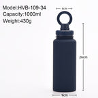 Orange 1L Stainless Steel Water Bottle with Magnetic Phone Holder Lid - Portable Hydration & Hands-Free Stand
