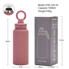 Yellow 1L Stainless Steel Water Bottle with Magnetic Phone Holder Lid - Portable Hydration & Hands-Free Stand
