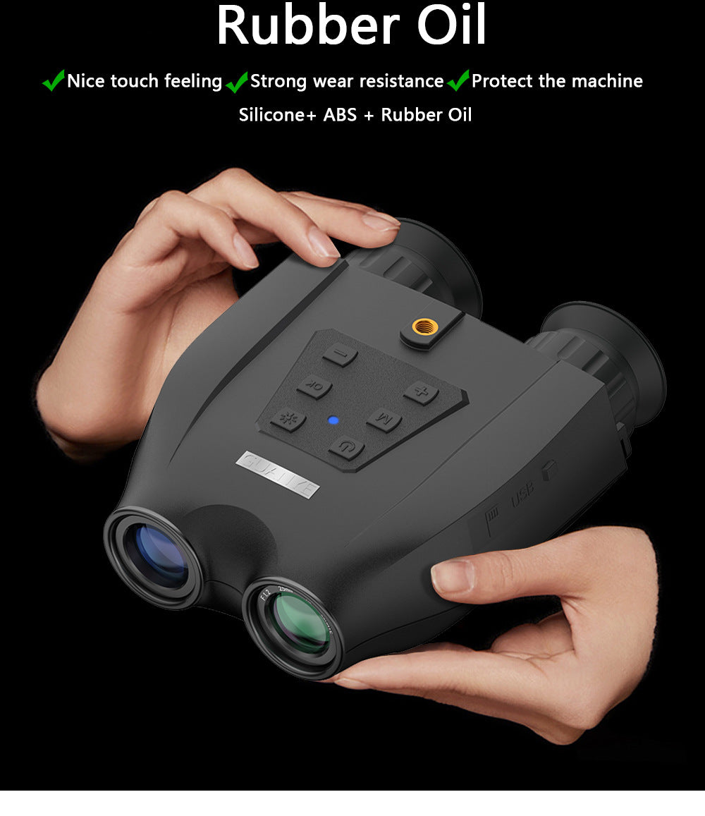 Black Professional HD Digital Night Vision Binoculars - 6X Optical Zoom, IR Illumination, Record 2.5K Video & 48MP Photos