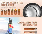 Black 680ml Insulated Stainless Steel Water Bottle - Leakproof One-Click Lid Thermal Flask for Hot & Cold Drinks
