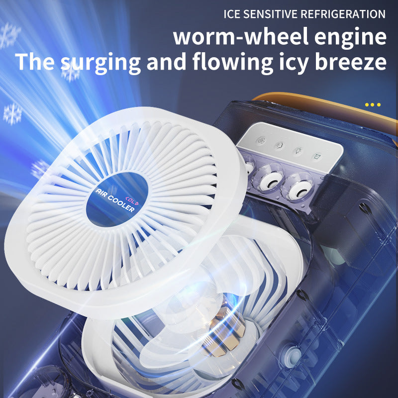White 3-in-1 Portable Air Cooler Fan - Desktop Humidifier & LED Light, Nano Mist