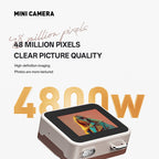 Khaki brown Retro Mini Digital Camera Keychain - 48MP Portable Pocket Camcorder with 1080p HD Video