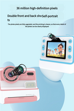 Kids Instant Print Camera - Creative Drawing & Photo Fun with Thermal Printing(Blue+64GB memory card)