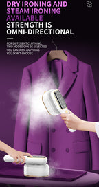 Portable Handheld Garment Steamer & Mini Iron - Smart Temperature Control, Rapid Heating & Powerful Steam for All Fabrics(White)