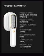 Portable Handheld Garment Steamer & Mini Iron - Smart Temperature Control, Rapid Heating & Powerful Steam for All Fabrics(White)