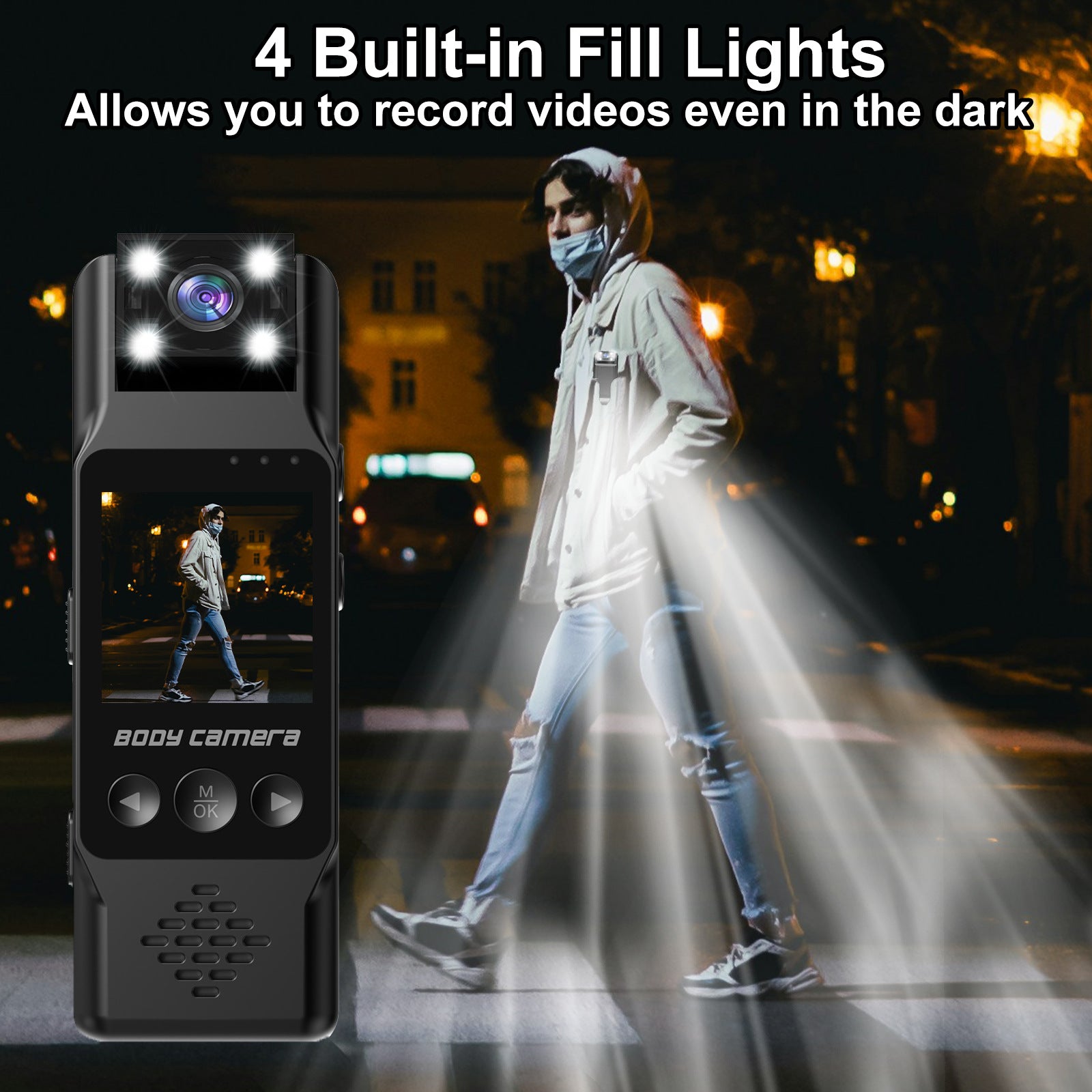 Mini Body Camera with 180 Rotatable Lens, Night Vision & Motion Detection - 1.3 Screen 1200mAh Battery(black+64G)"