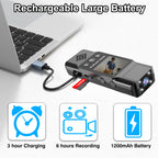 Mini Body Camera with 180 Rotatable Lens, Night Vision & Motion Detection - 1.3 Screen 1200mAh Battery(black+128G)"