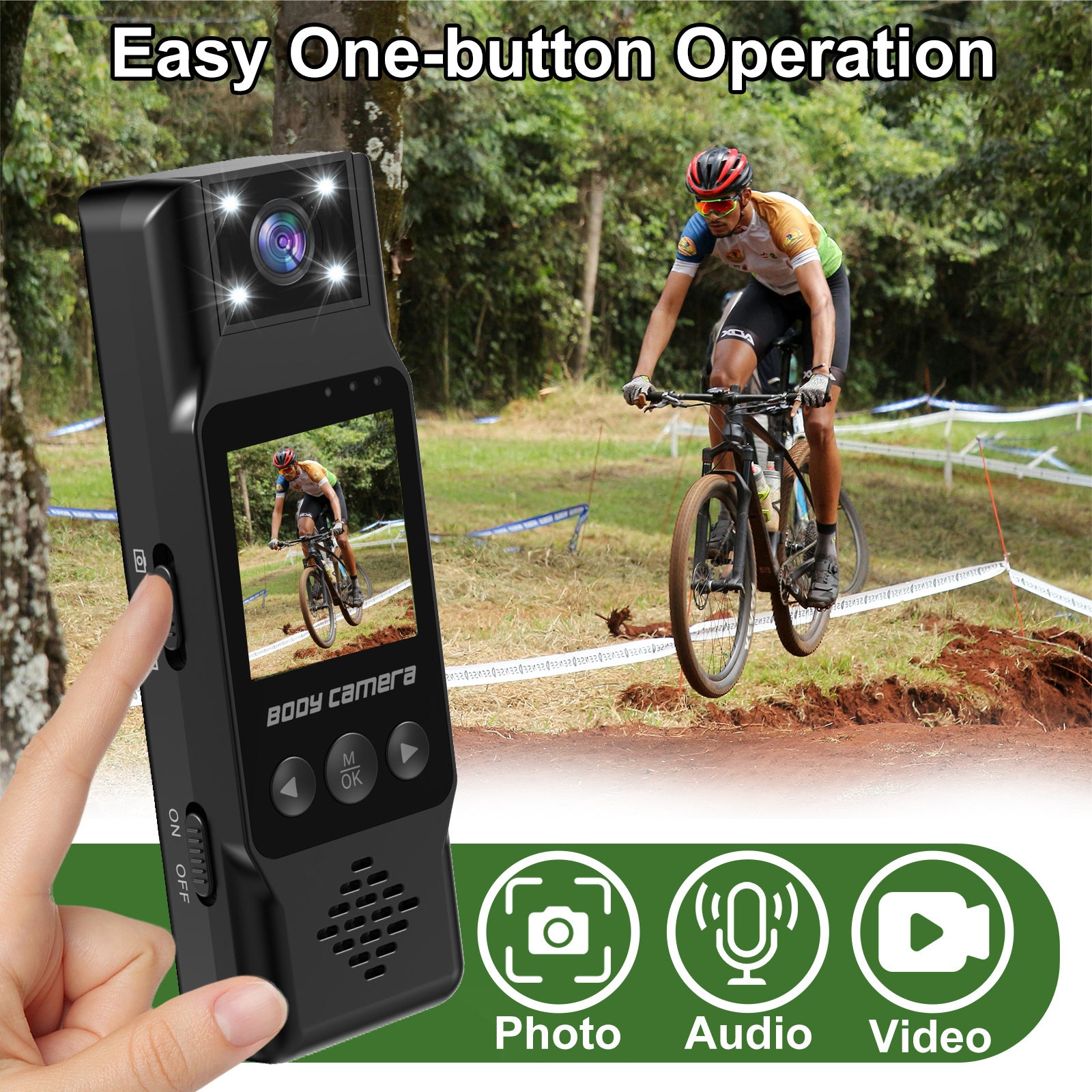 Mini Body Camera with 180 Rotatable Lens, Night Vision & Motion Detection - 1.3 Screen 1200mAh Battery(black+128G)"