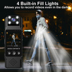 Mini Body Camera with 180 Rotatable Lens, Night Vision & Motion Detection - 1.3 Screen 1200mAh Battery(black+128G)"
