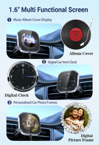 Wireless CarPlay Adapter with 1.6" Multi-Functional Screen, Car Diffuser & 360 Vent Clip(silver)