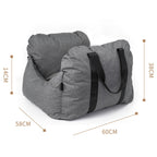2-in-1 Pet Car Booster Seat & Travel Bed - Removable, Non-Slip, for Small Dogs & Cats(Grey)