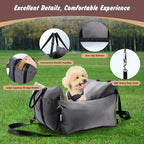 2-in-1 Pet Car Booster Seat & Travel Bed - Removable, Non-Slip, for Small Dogs & Cats(Grey)