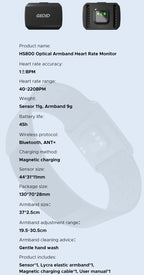 Optical Armband Heart Rate Monitor - Bluetooth & ANT+ Dual Protocol, IP67 Waterproof for Fitness Training(black)