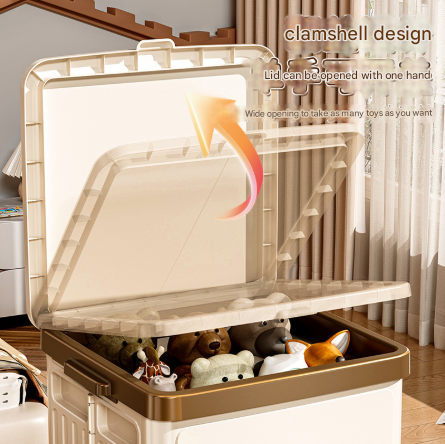 White Large Foldable Storage Box with Lid and Wheels - Heavy Duty Collapsible Toy Organizer Bin