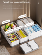 Size L Brown Collapsible Storage Box with Wheels and Telescopic Handle - Stackable Folding Crate for Car & Home